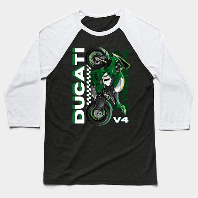 Green Ducati Panigale Baseball T-Shirt by RyuSanz